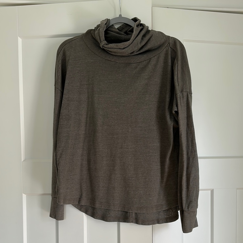 Brown Cowl Neck Long Sleeve Top